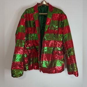 SUITMEISTER Festive Sequin MENS Blazer - Red and Green size 2X